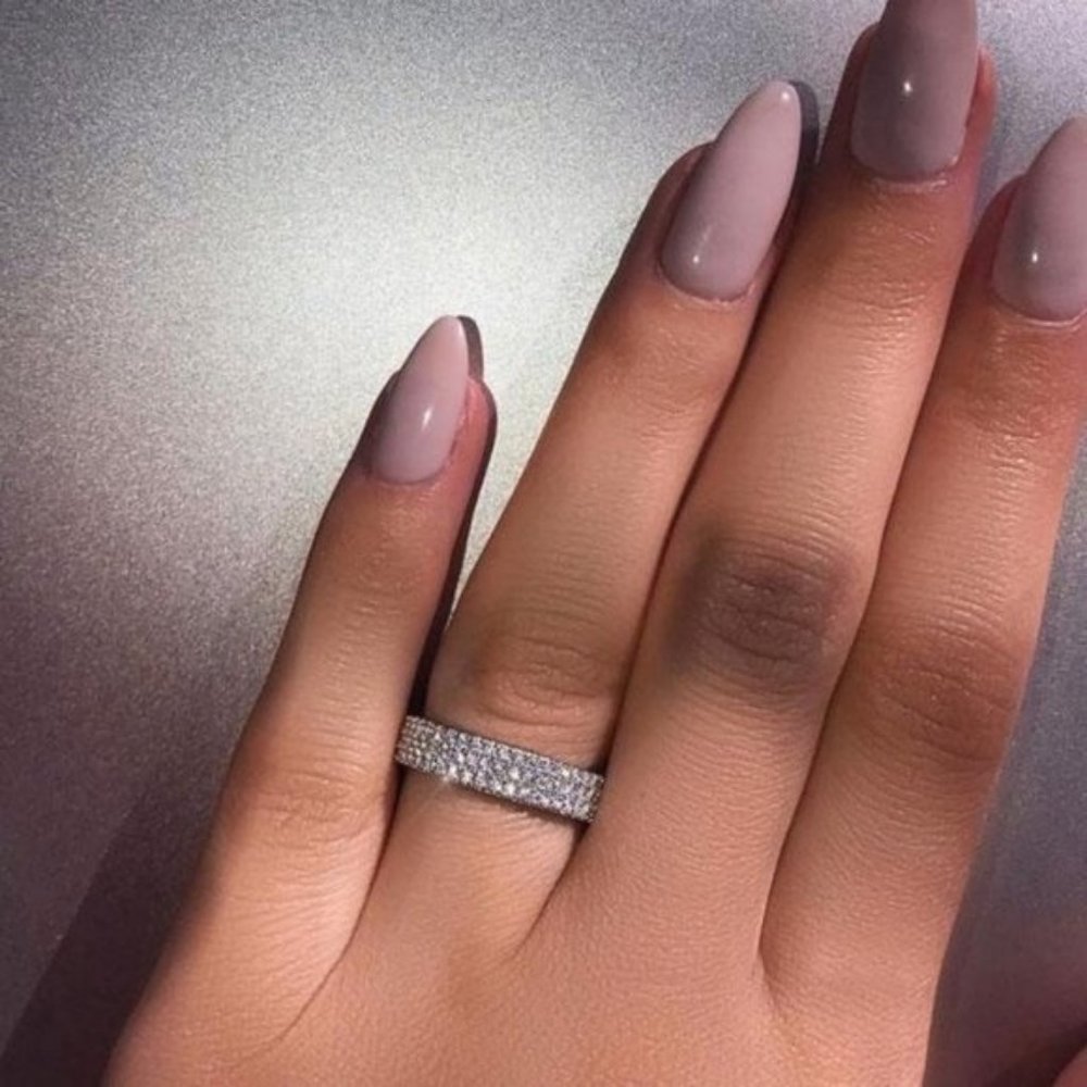 925 Sterling Silver Diamond Triple Eternity Ring - Picture 6 of 8